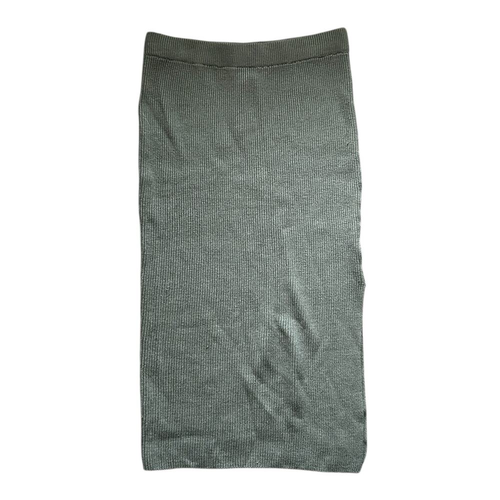 House of Harlow 1960 Forest Green Ribbed Knit Midi Skirt Side Slit Size Small